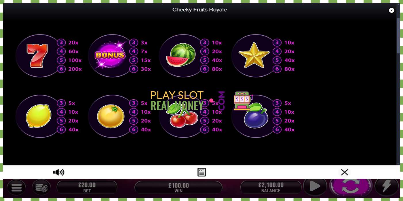 තව් Cheeky Fruits 6 Royale සැබෑ මුදල් සඳහා, පින්තූරය - 5