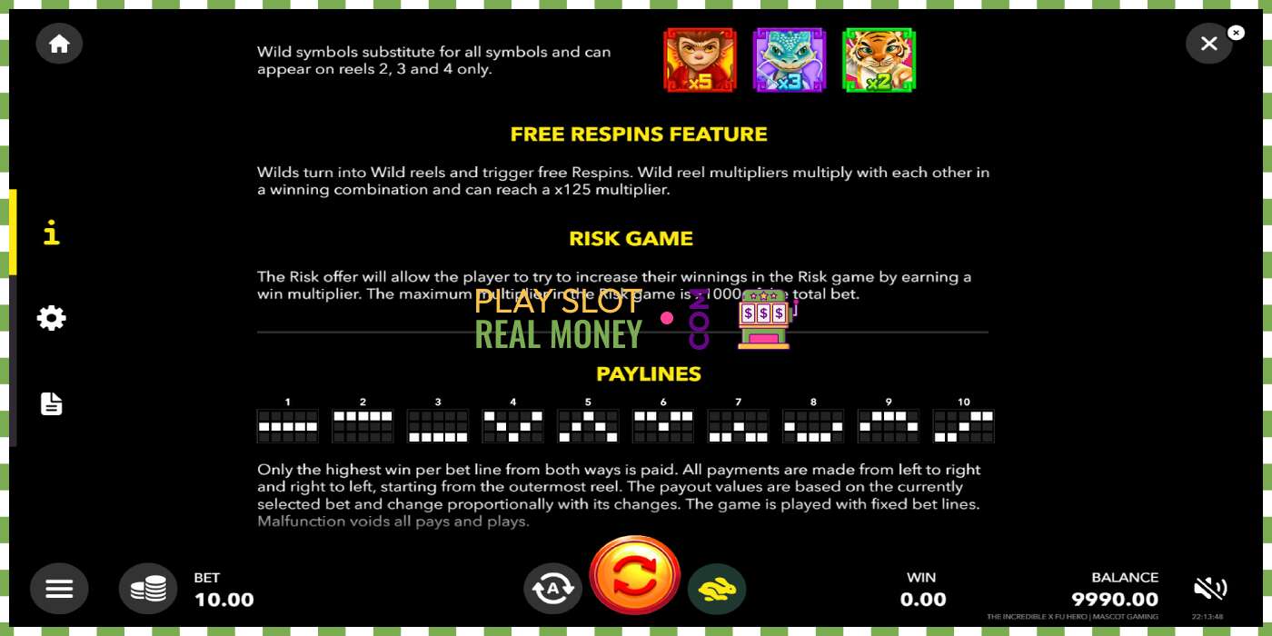 Slot The Incredible X Fu Hero za skutečné peníze, obrázek - 6