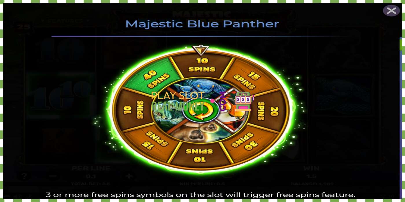 រន្ធដោត Majestic Blue Panther សម្រាប់ប្រាក់ពិត, រូបភាព - 4