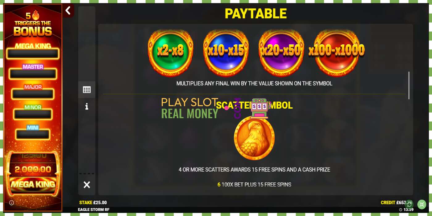 រន្ធដោត Eagle Storm Rapid Fire Jackpots សម្រាប់ប្រាក់ពិត, រូបភាព - 6