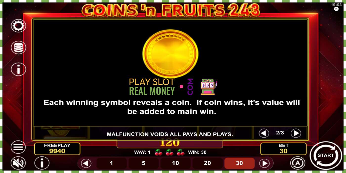 រន្ធដោត Coinsn Fruits 243 សម្រាប់ប្រាក់ពិត, រូបភាព - 6 រន្ធដោត Coinsn Fruits 243 សម្រាប់ប្រាក់ពិត, រូបភាព - 6