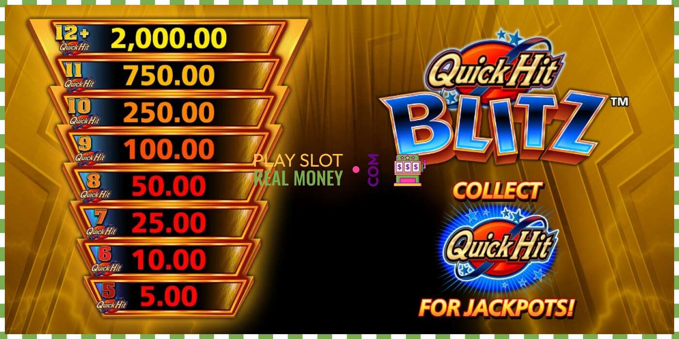 ສະລັອດຕິງ Quick Hit Blitz Gold ສໍາລັບເງິນທີ່ແທ້ຈິງ, ຮູບພາບ - 2 ສະລັອດຕິງ Quick Hit Blitz Gold ສໍາລັບເງິນທີ່ແທ້ຈິງ, ຮູບພາບ - 2