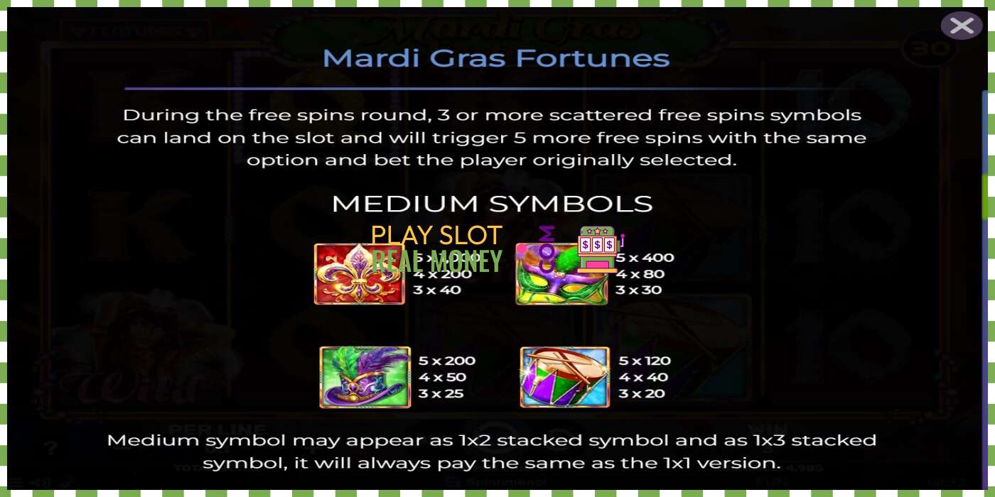 ສະລັອດຕິງ Mardi Gras Fortunes ສໍາລັບເງິນທີ່ແທ້ຈິງ, ຮູບພາບ - 5