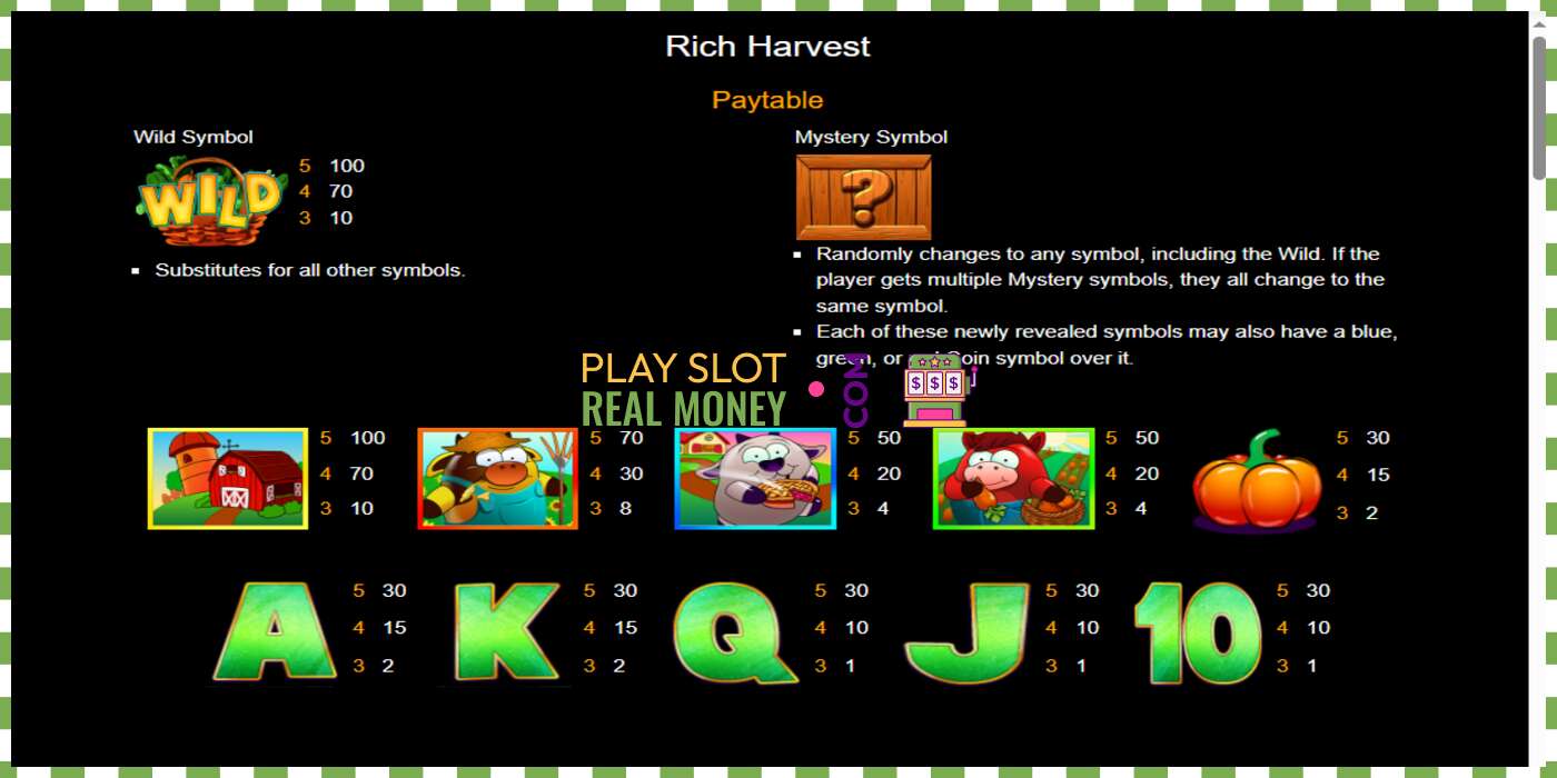 ສະລັອດຕິງ Rich Harvest ສໍາລັບເງິນທີ່ແທ້ຈິງ, ຮູບພາບ - 4 ສະລັອດຕິງ Rich Harvest ສໍາລັບເງິນທີ່ແທ້ຈິງ, ຮູບພາບ - 4