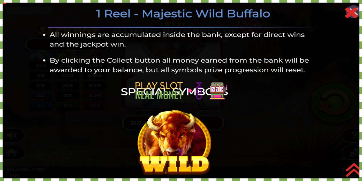 Slot 1 Reel Majestic Wild Buffalo za skutečné peníze, obrázek - 6